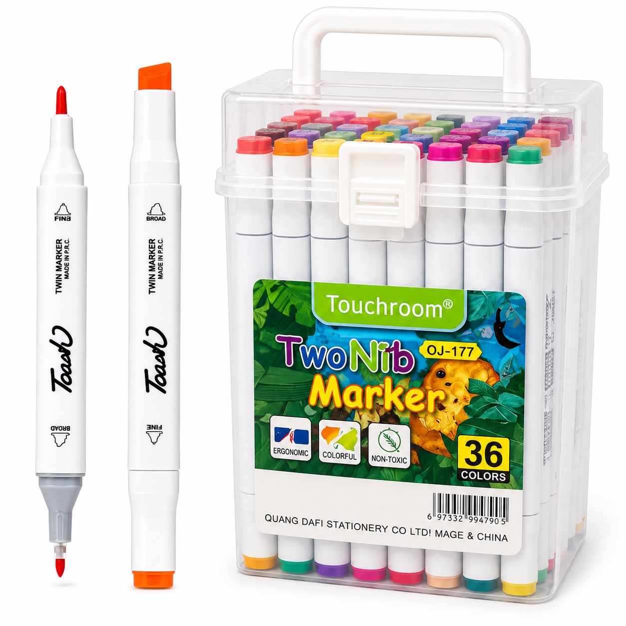 Markere Colorate 36/set in Gentuta Transparenta 14cm din Plastic Engros