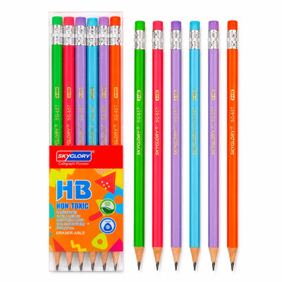 Creion Grafit 12 buc/set, cu Radiera, 12 Seturi/Tipla, Diferite Culori Engros