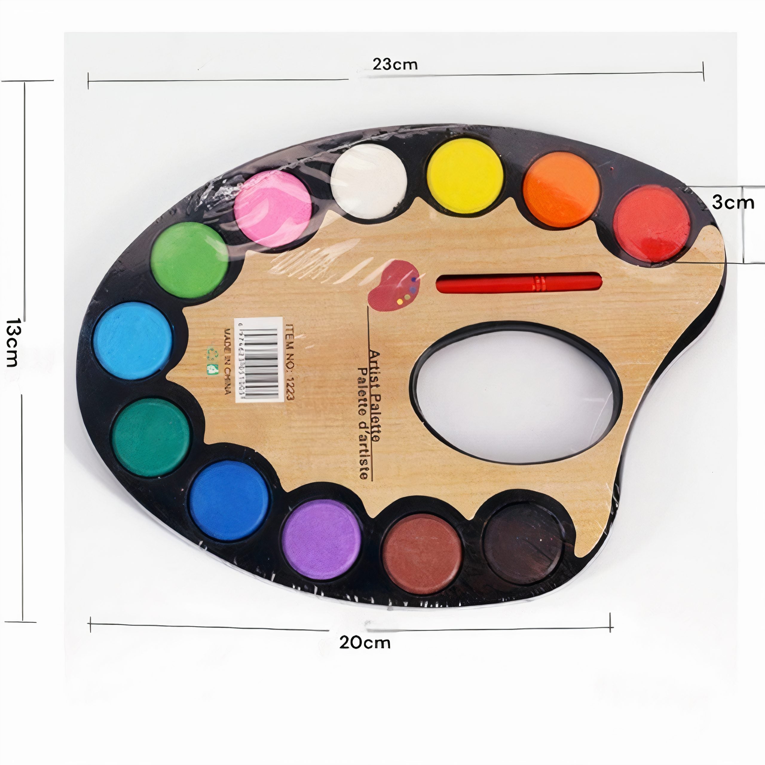 Paleta Acuarele din Plastic 23x20x13cm, Tip Pastila Mare 12 Culori cu Pensula 14cm Engros