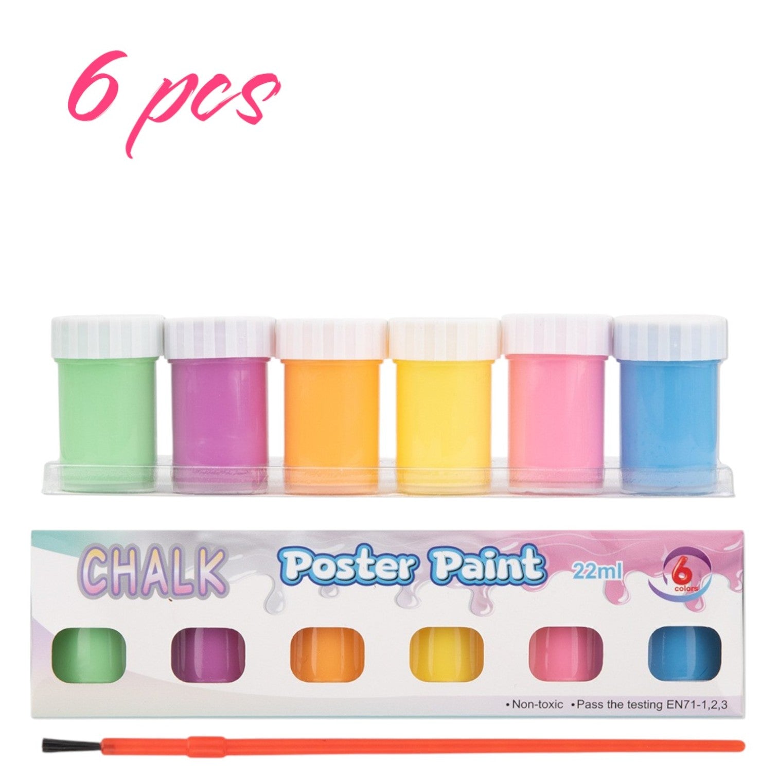 Acuarele la Borcan 22ml Chalk 6/set, Diferite Culori cu Pensula Engros