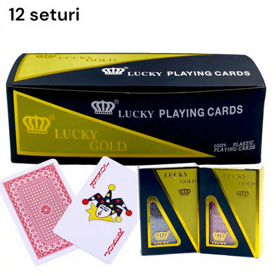 Carti de Joc 12/Set, din Plastic, Pachet Auriu Engros