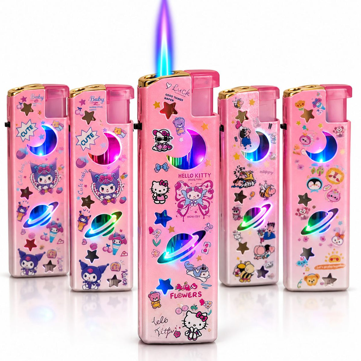 Bricheta Metalica 50/set, cu LED Multicolor și Flacără Antivânt, Diferite Modele Engros