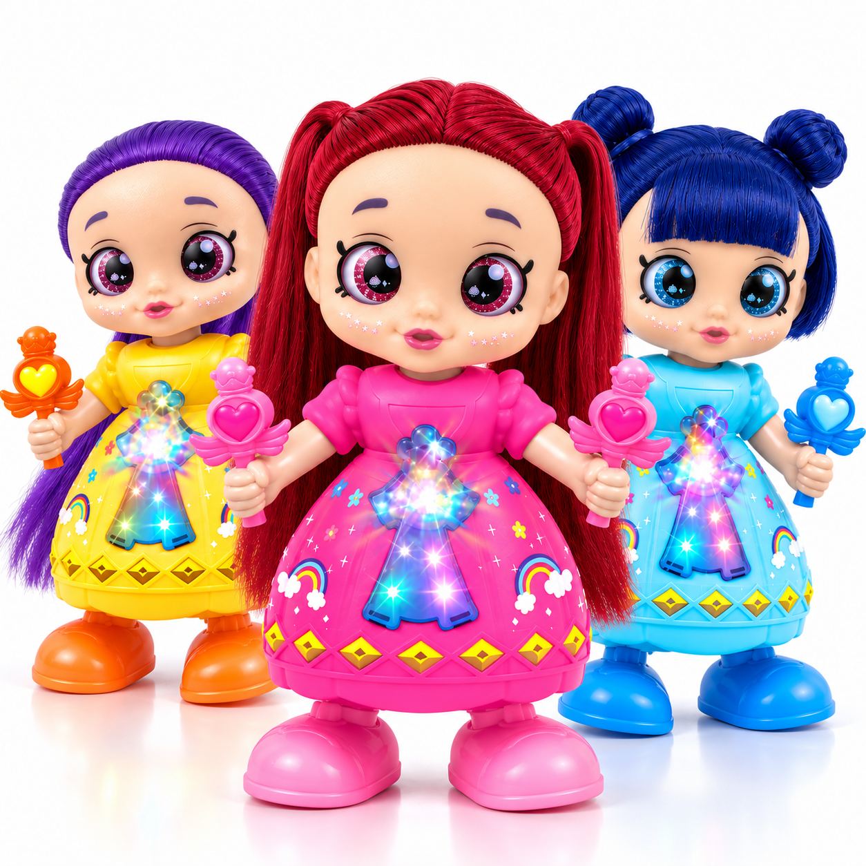 Papusa Muzicală K-Pop Dancing Girl 22.5cm, cu Lumini LED, Muzică, Dans și Mișcare Automata, Diferite Modele Engros