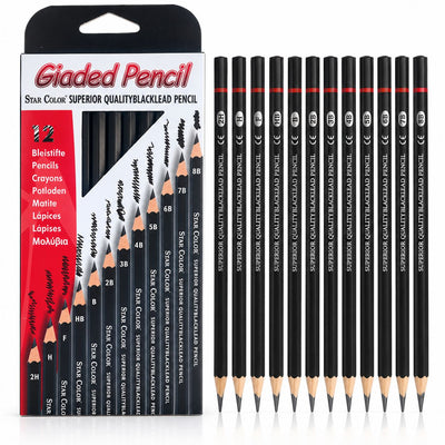 Creioane Grafit Profesionale 12 Buc/Set, 12 Seturi/Tipla pentru Desen si Schite, Grade 2H–8B, Diferite Duritati Engros
