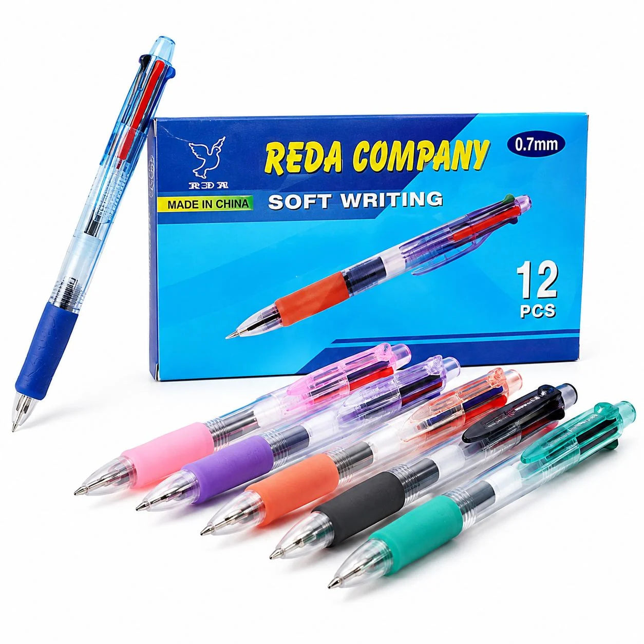 Pix Retractabil 4 în 1, 4 Culori de Pastă, 0.7mm, 12 Buc/Set, Diferite Culori Engros