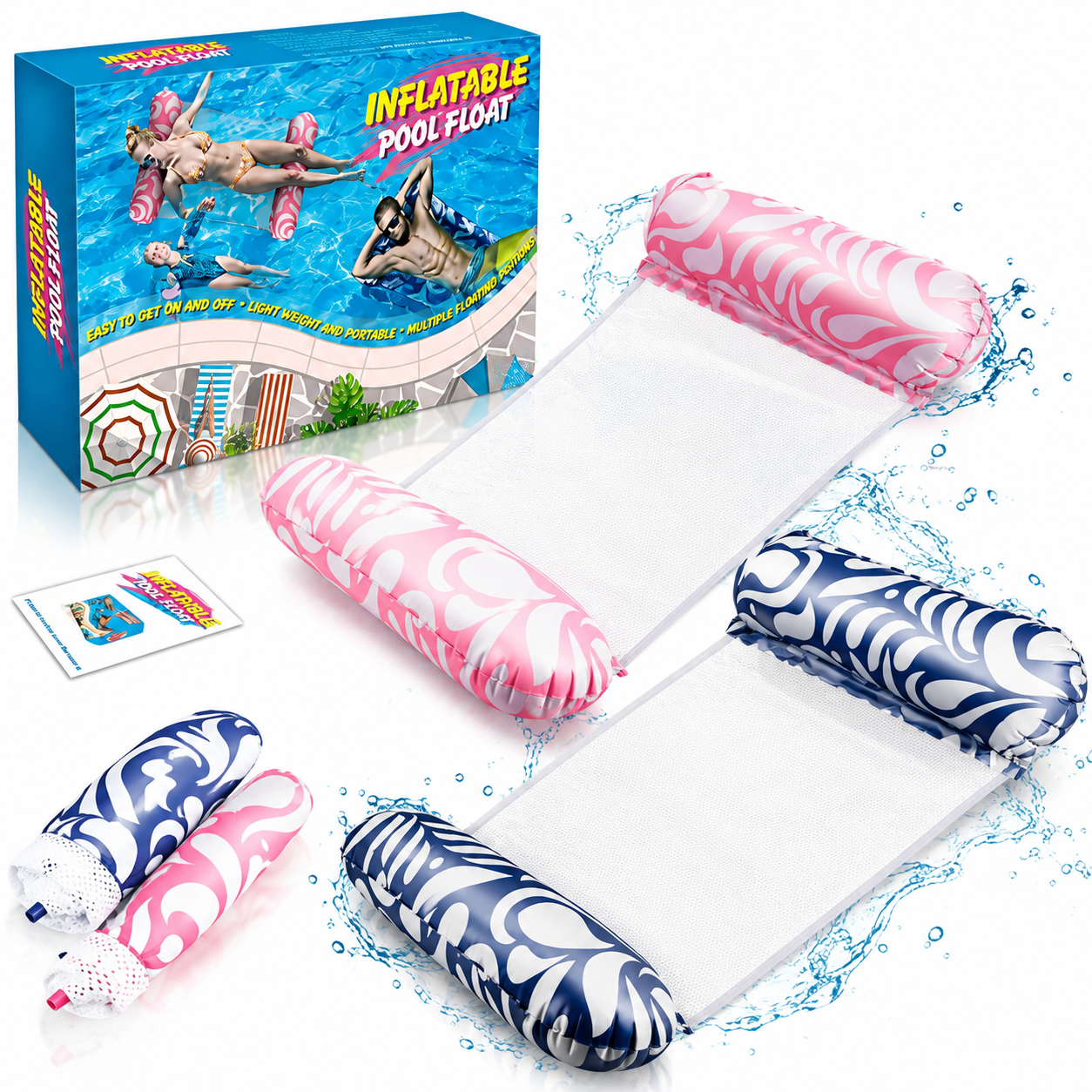 Saltea Gonflabila 2/set pentru Piscină, 120x65cm cu Plasă Centrală Diferite Culori Engros