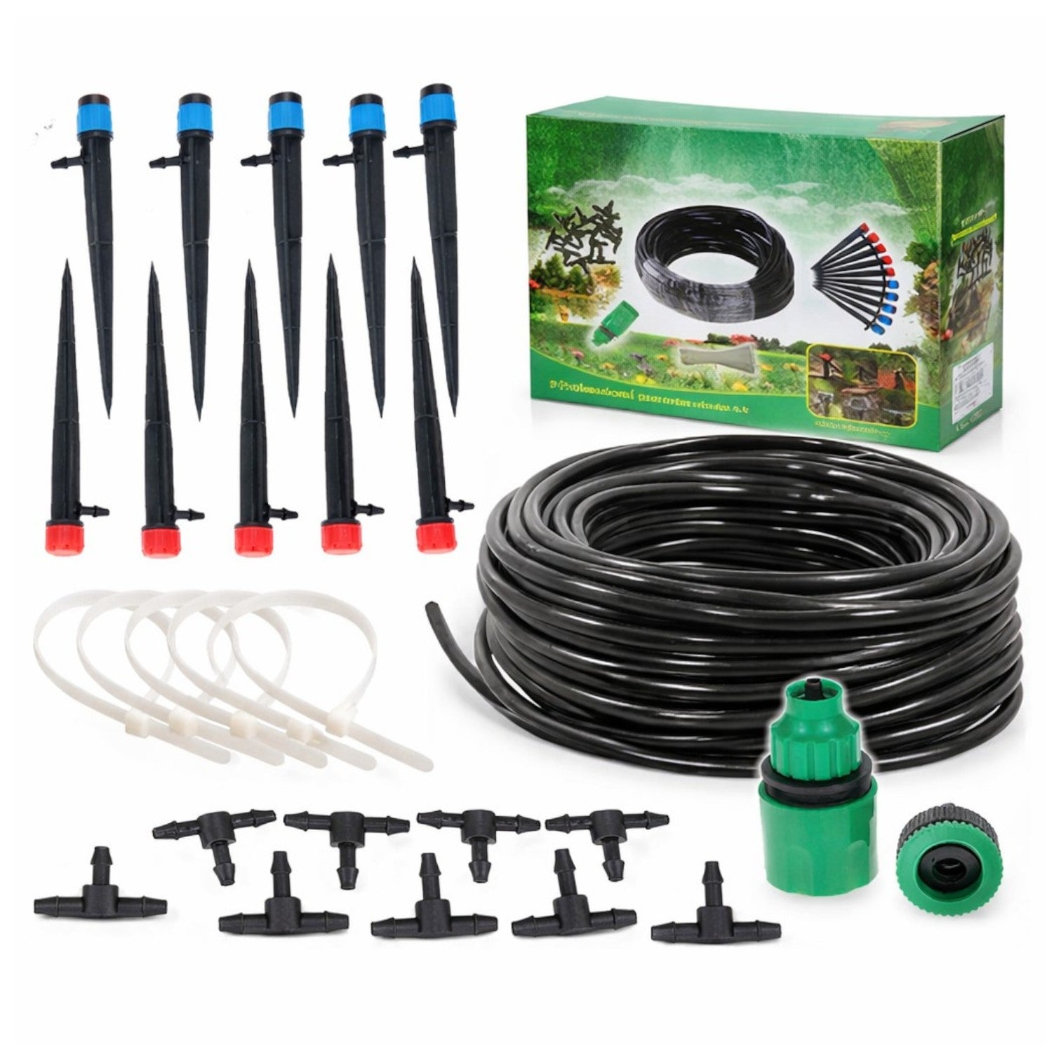 Kit Irigare Picurare Grădină 10cm, cu Furtun, Duze Reglabile si Conectori, Set Profesional Udare Plante Engros