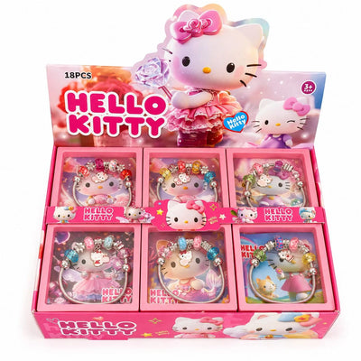 Bratara Stil Pandora 18/set, cu Margele Colorate si Pandantiv Hello Kitty, Diferite Modele Engros
