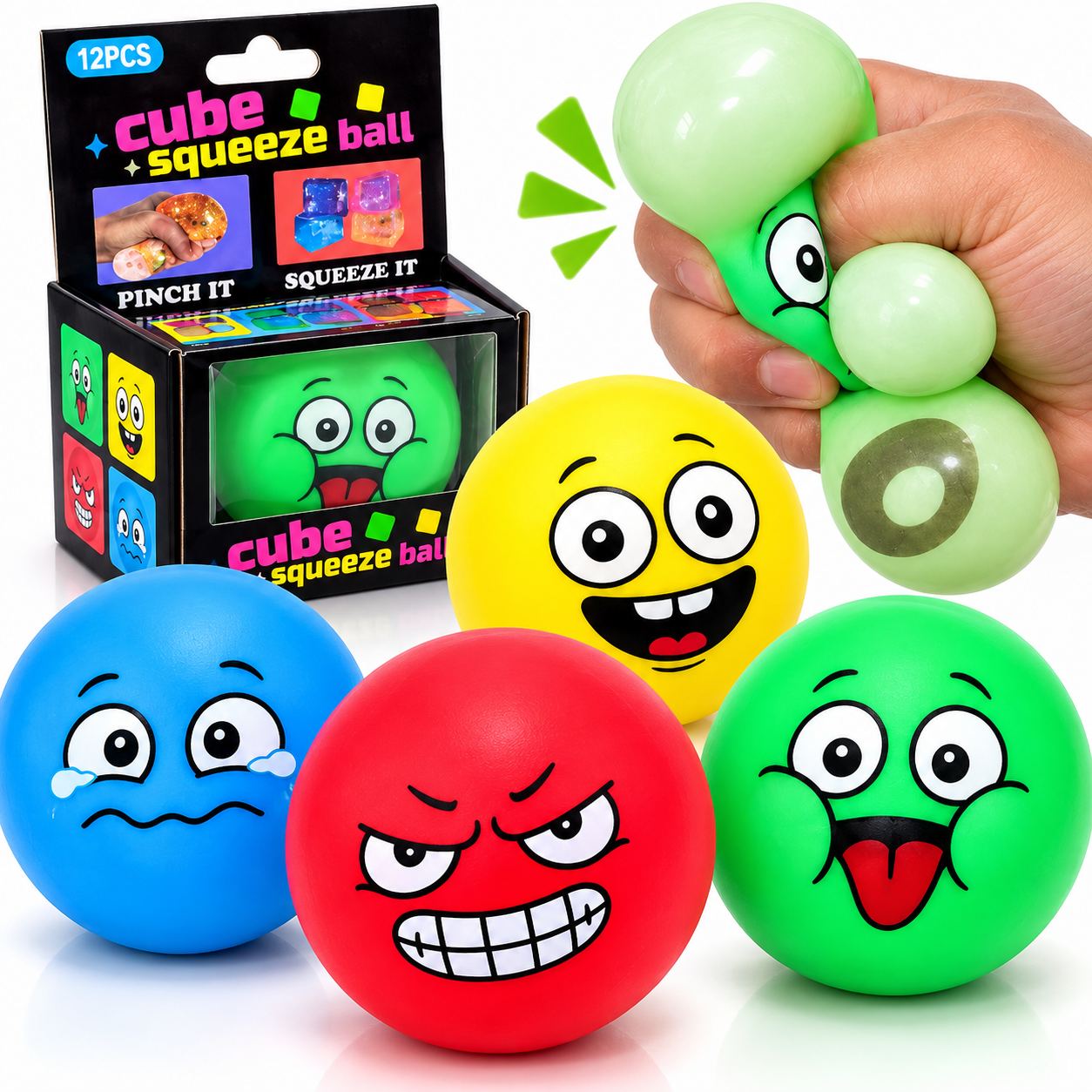 Minge Antistres Squishy 5.5cm cu Spuma in Interior, Diferite Modele si Culori Engros