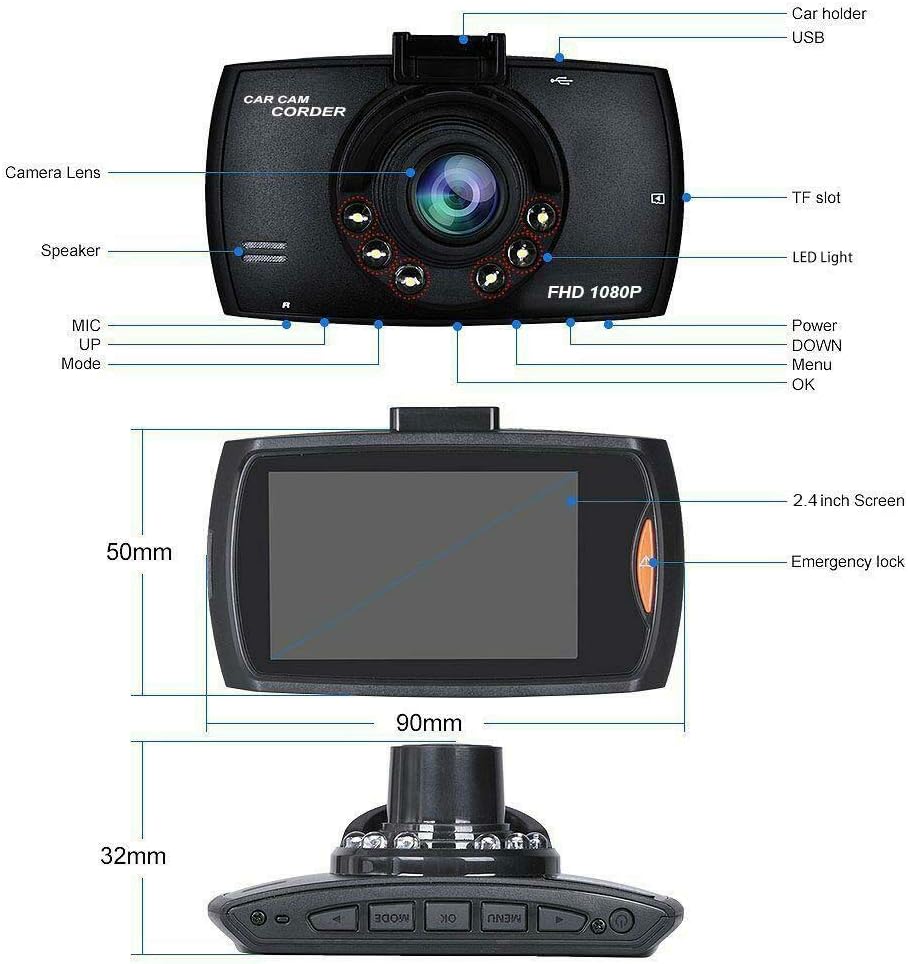 Cameră Auto Mini DVR 8.5x5cm, 5V, Înregistrare Video HD, Montaj pe Parbriz, Senzor Mișcare, Suport Card Memorie Engros