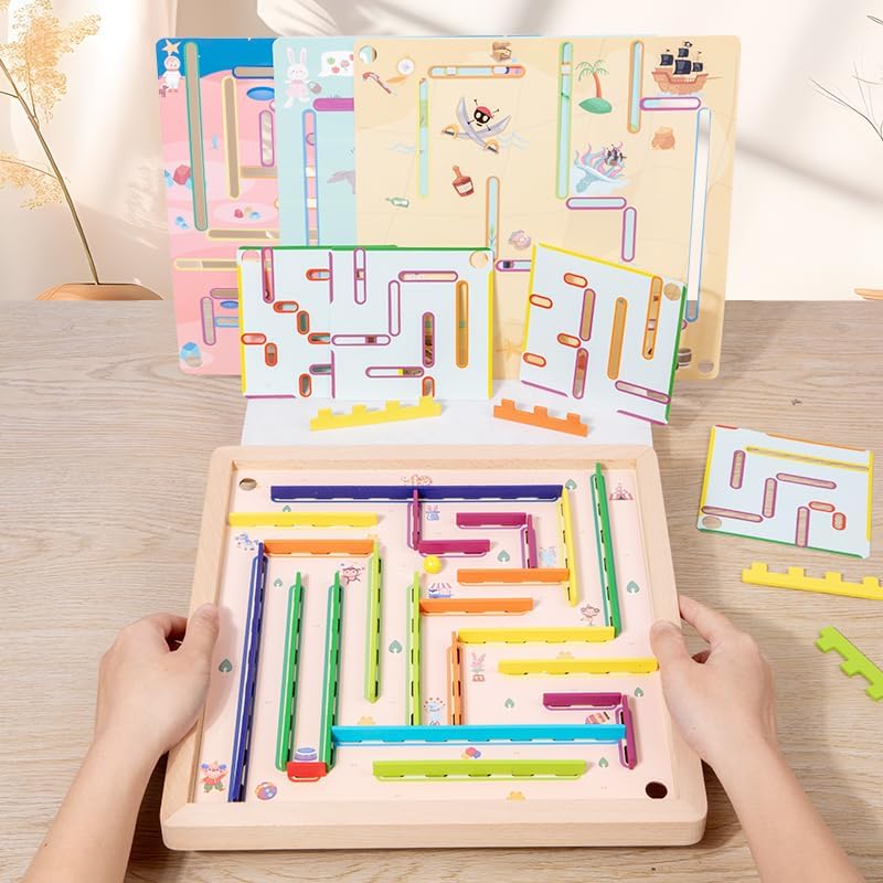 Joc Labirint Magnetic Multifunctional, cu 4 Desene pentru Copii, 29,5x29,5cm Engros