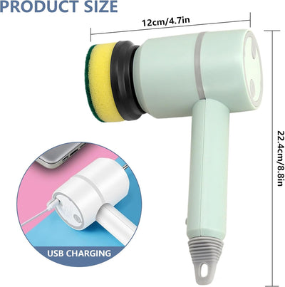 Perie Electrică de Curățare 20.5x8cm cu Rotație si 5 Accesorii Interschimbabile, Reîncărcabilă USB, Diferite Culori Engros