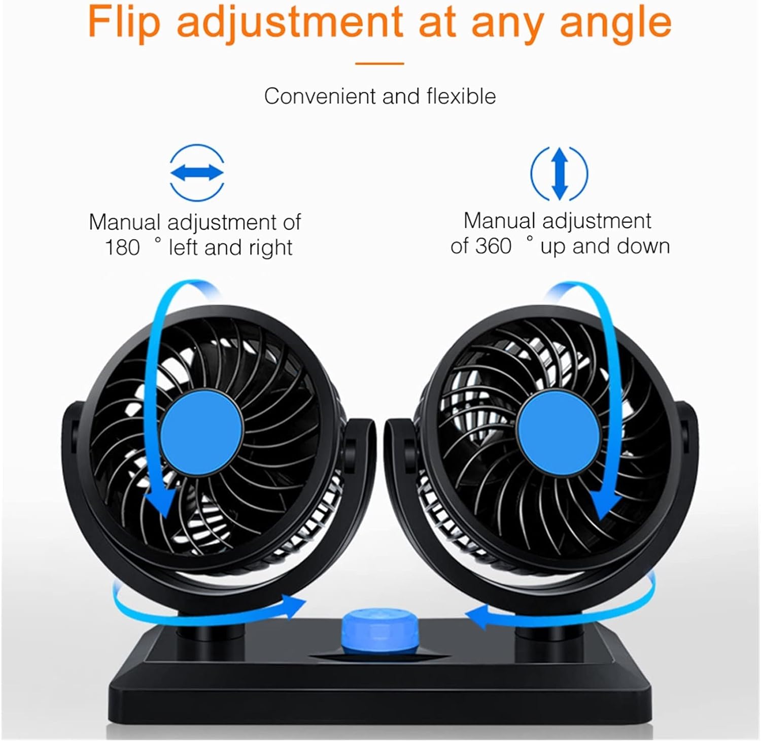 Ventilator Auto Dublu 14x20cm, Reglabil 360°, Alimentare la Priza Auto 12V, 2 Trepte de Viteză Engros