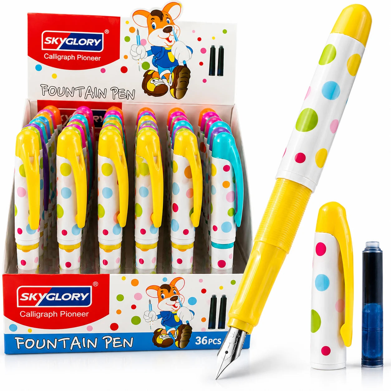 Stilou SkyGlory 36/set, cu Rezerva de Cerneala Inclusa, Diferite Modele Colorate Engros