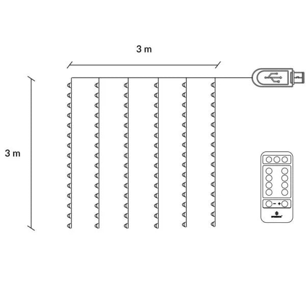 Perdea Luminoasă LED 3×3m, 300 LED Multicolore, USB, Telecomandă, Jocuri de Lumini și Flash, Decorațiune Crăciun Engros Ți-a fost util