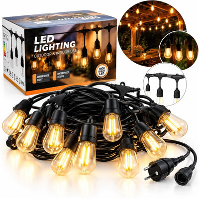 Ghirlanda Luminoasa LED 5m cu 10 Becuri, Lumină Caldă, Rezistentă la Apă, Ideală pentru Terase, Grădini și Camping Engros