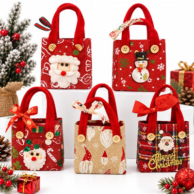 Gentuță Cadou 12/set de Crăciun 10x10x6cm, cu Fundita, Diferite Modele Engros
