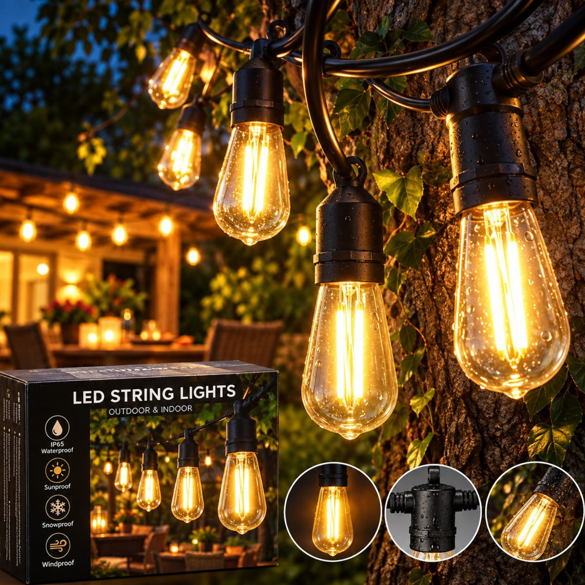 Ghirlanda Luminoasa 5M cu Led cu 10 Becuri, Lumina Alb Cald,Engros