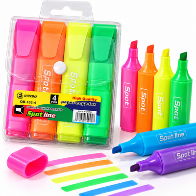 Markere Evidentiatoare 4/Set, Diferite Culori, Neon Engros