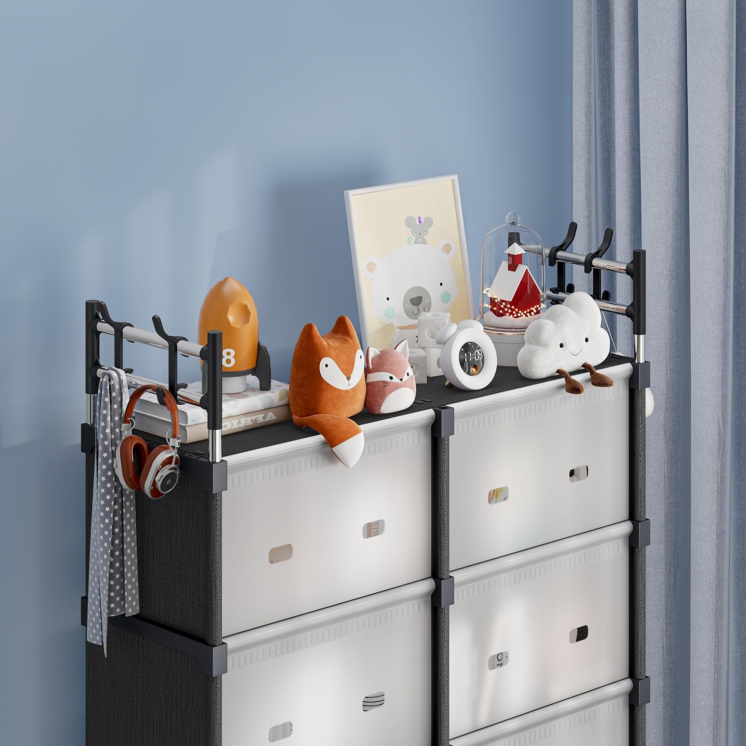 Dulap Organizator Modular 123x84x32cm, cu 8 Compartimente și Uși Rabatabile, Cadru Metalic Engros