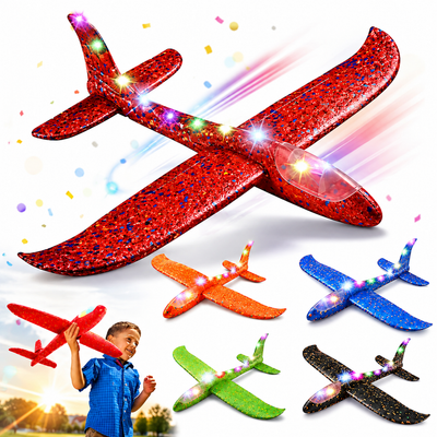 Avion Planor LED 48cm, din Spumă, Lumini Multicolore, Diferite Culori Engros