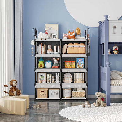 Dulap Organizator Modular 123x84x32cm, cu 8 Compartimente și Uși Rabatabile, Cadru Metalic Engros