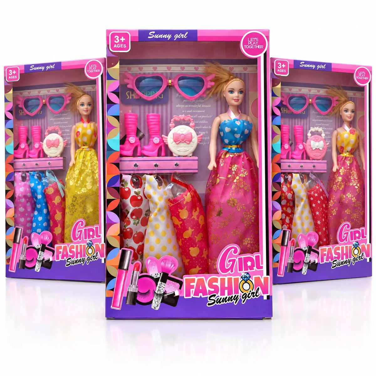 Papusa din Plastic 26cm, cu 3 Rochite de Schimb si Accesorii, Diferite Modele Engros