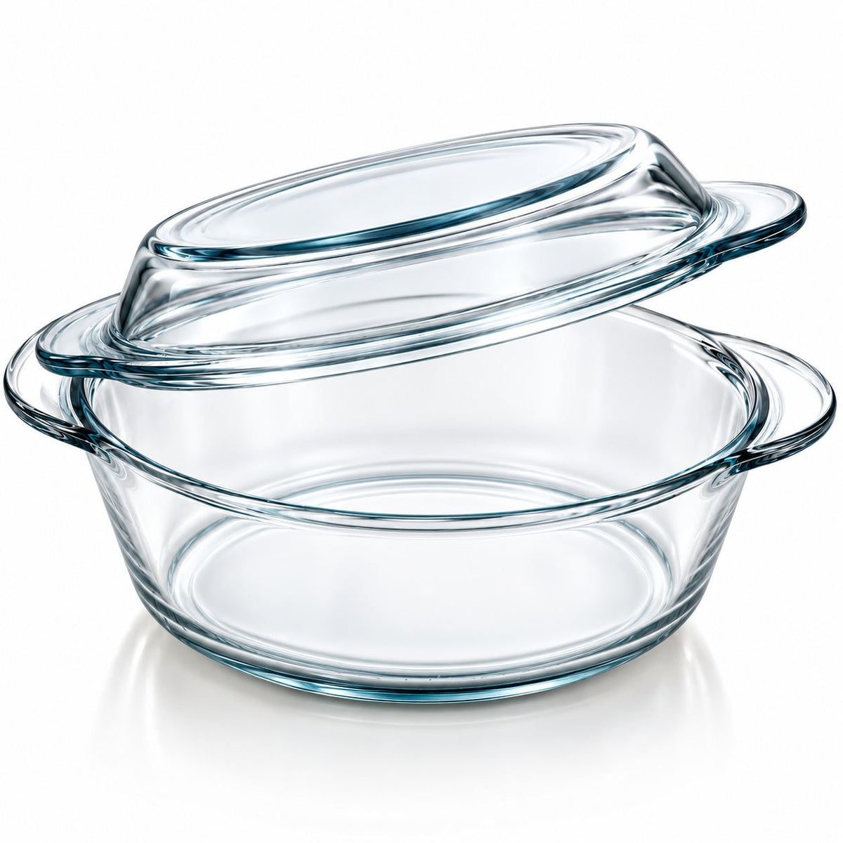Vas Termorezistent Yena Mijotex 2L, Rotund, cu Capac 22x10cm, din Sticla Transparenta Engros