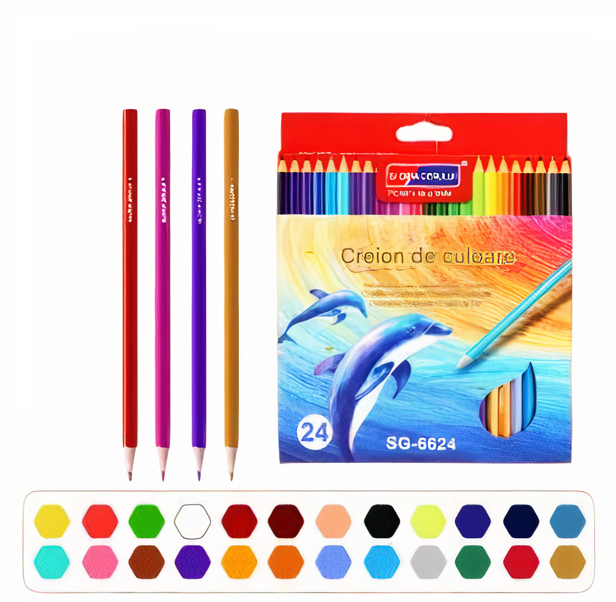 Creioane colorate SkyGlory 10/Set, 24 culori, 17 cm Engros