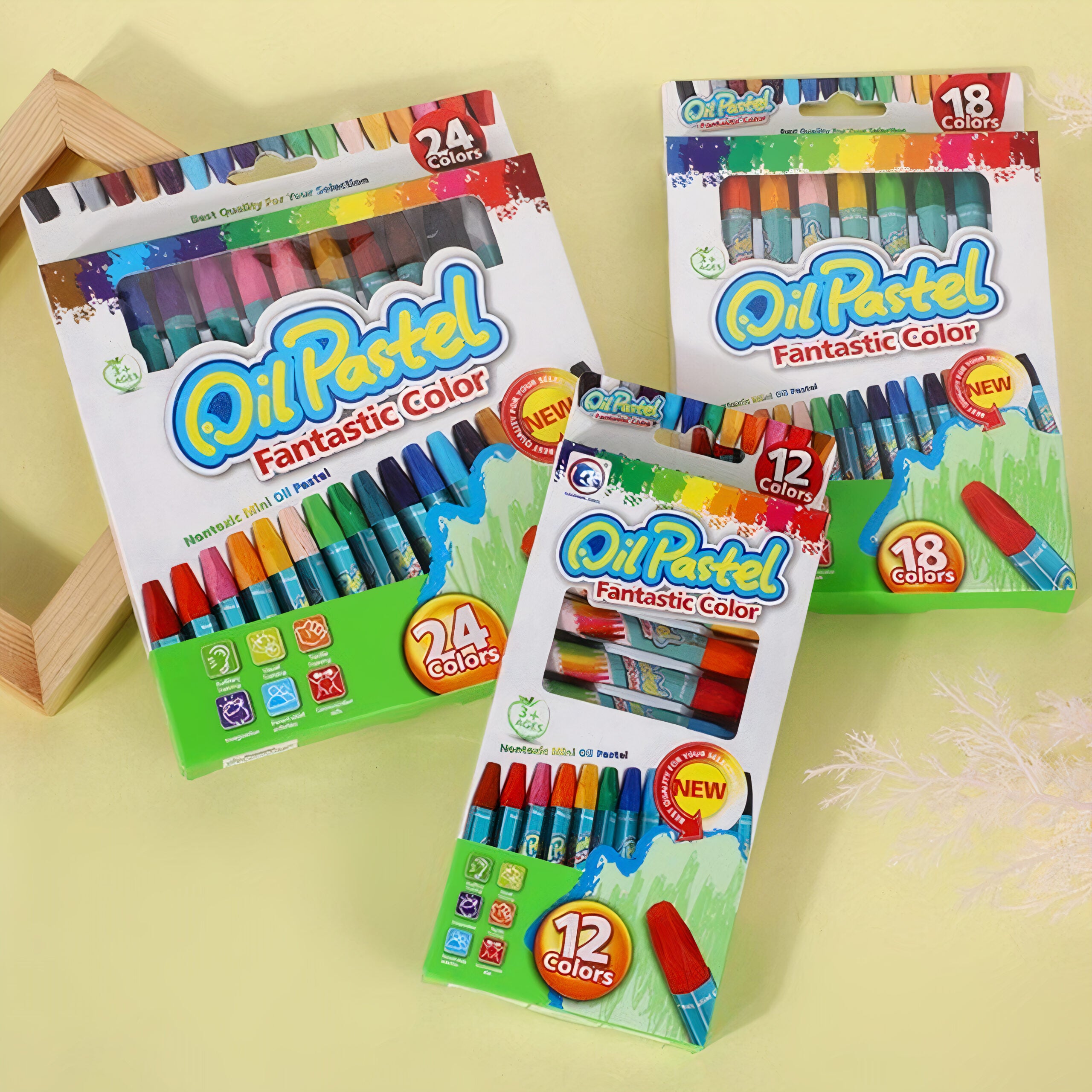 Creioane Cerate Oil Pastel 18/Set, 24 Culori, 9 cm Engros