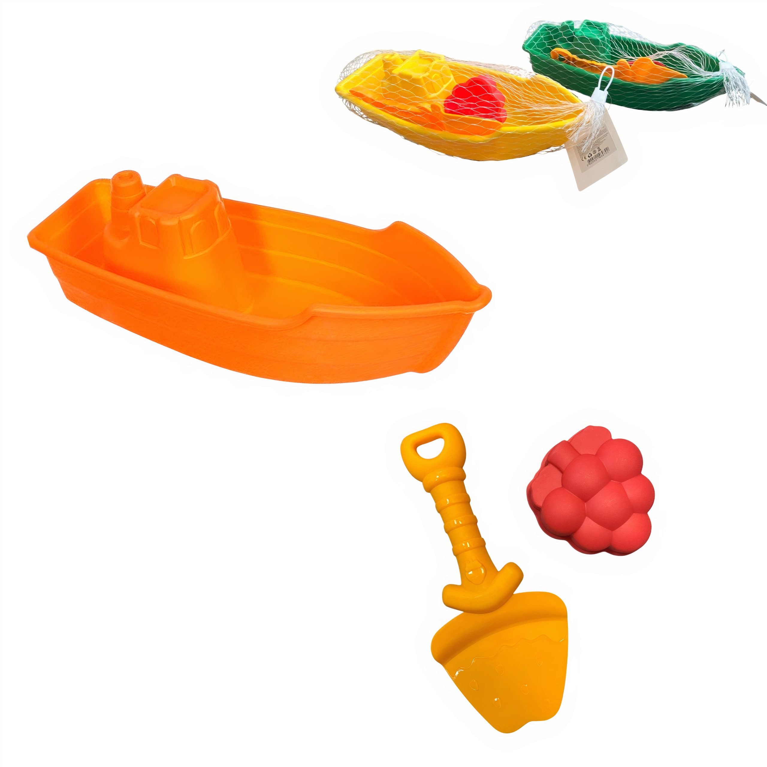 Barcuta din Plastic 30x12cm cu 2 Accesoii pentru Plaja, 3/set Diferite Culori Engros