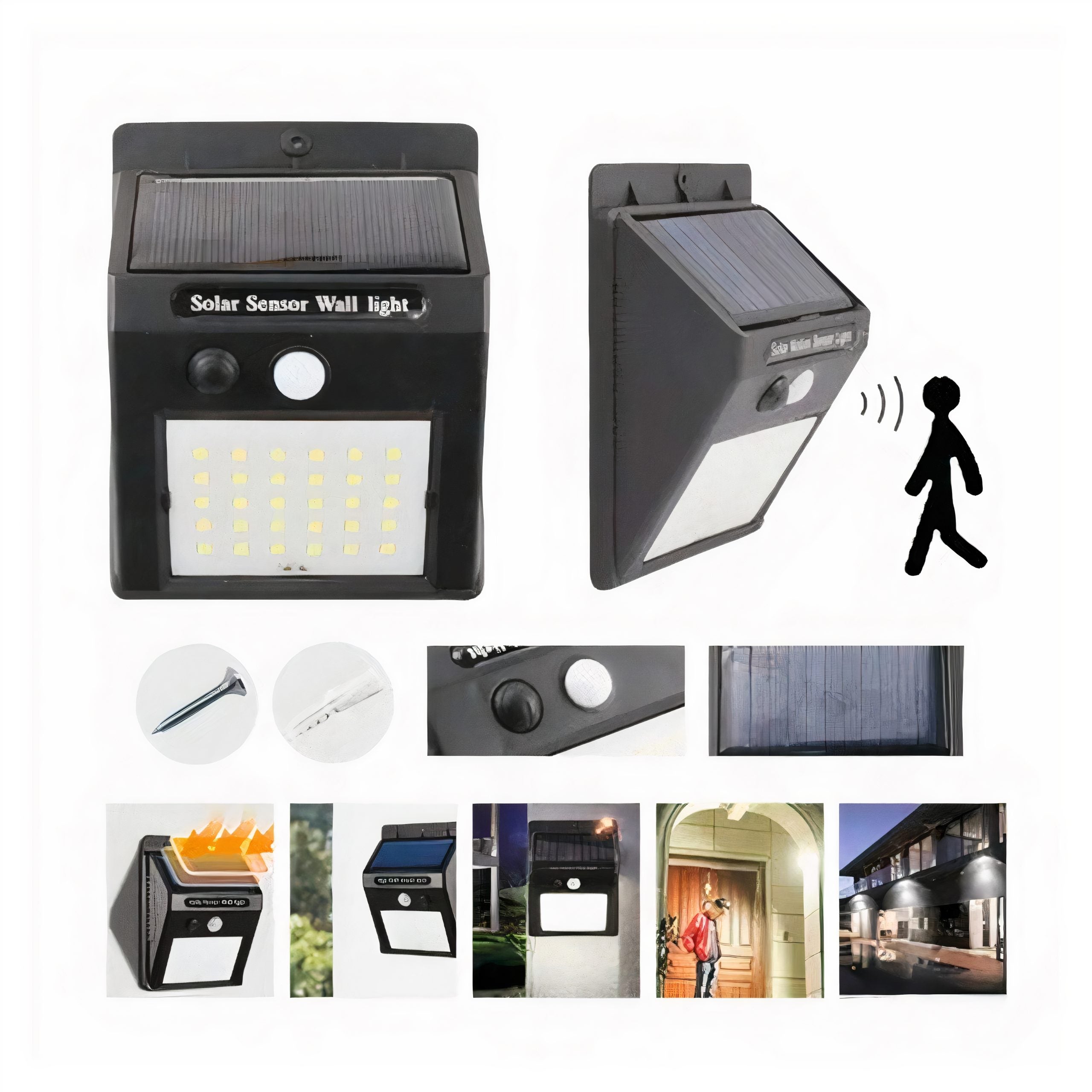 Lampa Solara Led cu Senzor de Miscare, 12x9cm de Perete Engros