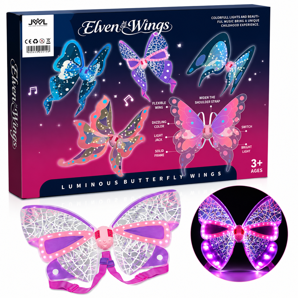 Aripi de Fluture Interactive 77×69.7×46cm , cu Lumini LED Colorate, Muzica si Miscare, pentru Copii Diferite Modele Engros