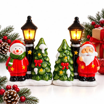 Decorațiune de Crăciun 18x10cm, din Ceramica cu Lumină LED, Diferite Modele Engros
