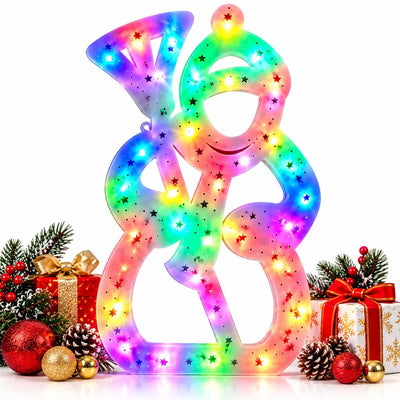 Decorațiune de Crăciun 41.5x25.5cm, Instalatie cu Lumină LED Multicoloră, Model Om de Zăpadă 3D Engros