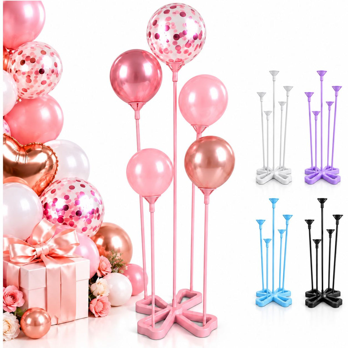 Suport pentru Baloane 65cm, cu 5 Brate, Baza Stabila, din Plastic, Diferite Culori Engros