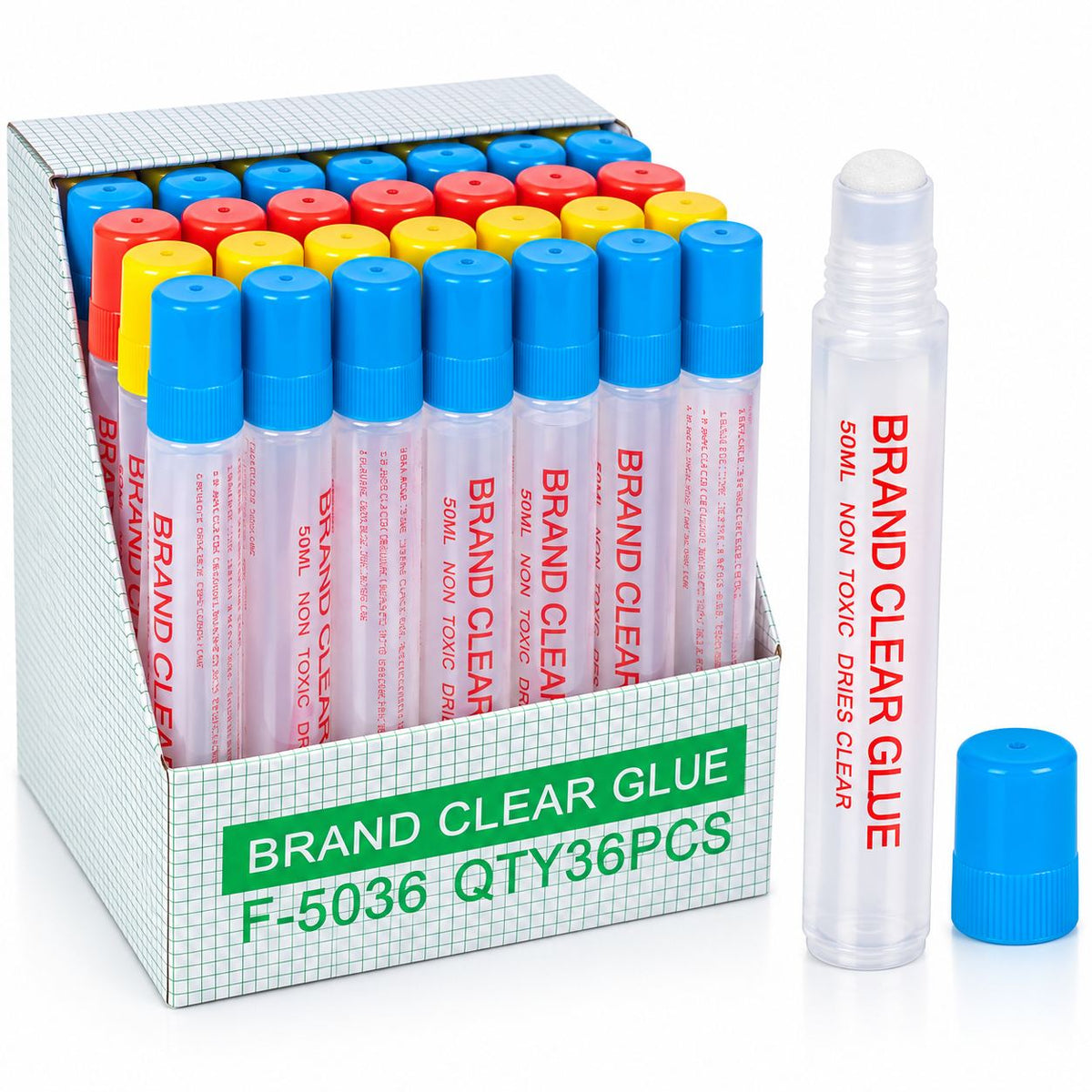Lipici Lichid Transparent 50ml, cu Aplicator 36/set, Uscare Transparenta, Diferite Culori Engros