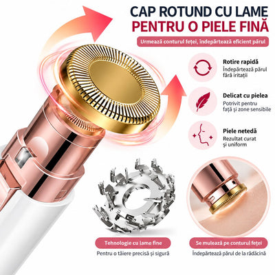 Aparat Electric 2 in 1 pentru Sprancene si Epilare Faciala 13.5cm, cu Lumina LED, 2 Capete, Reincarcabil USB Engros