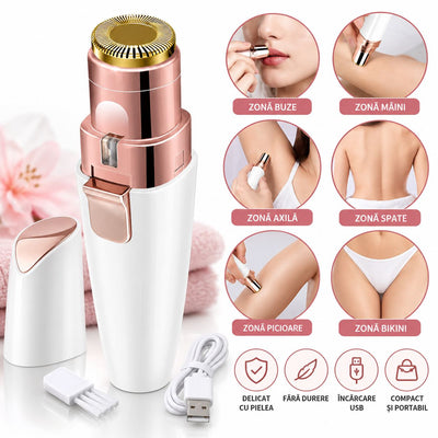 Aparat Electric 2 in 1 pentru Sprancene si Epilare Faciala 13.5cm, cu Lumina LED, 2 Capete, Reincarcabil USB Engros