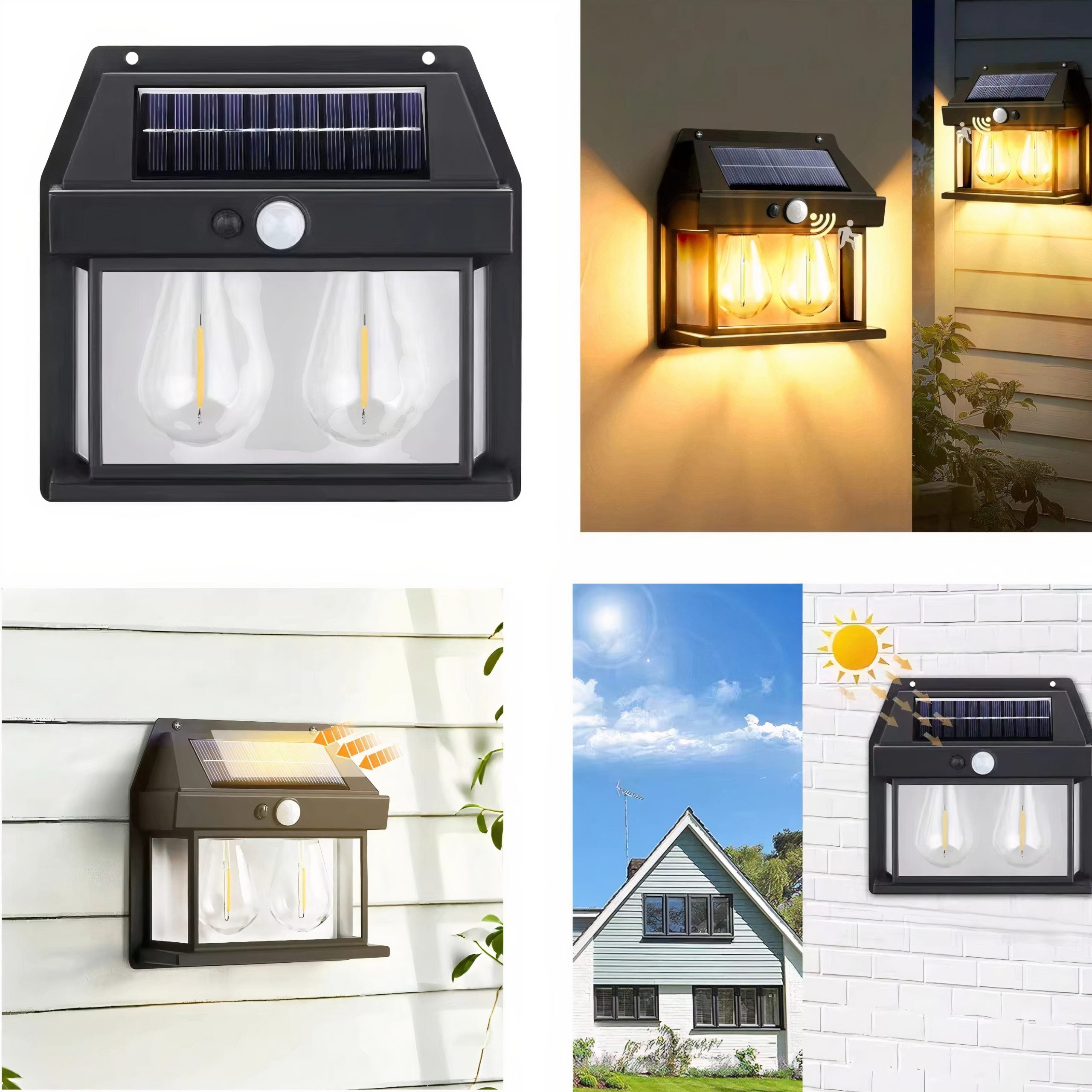 Lampa Solara Led cu Senzor de Miscare 16x17cm de Perete, cu 2 Becuri 888-2W Engros