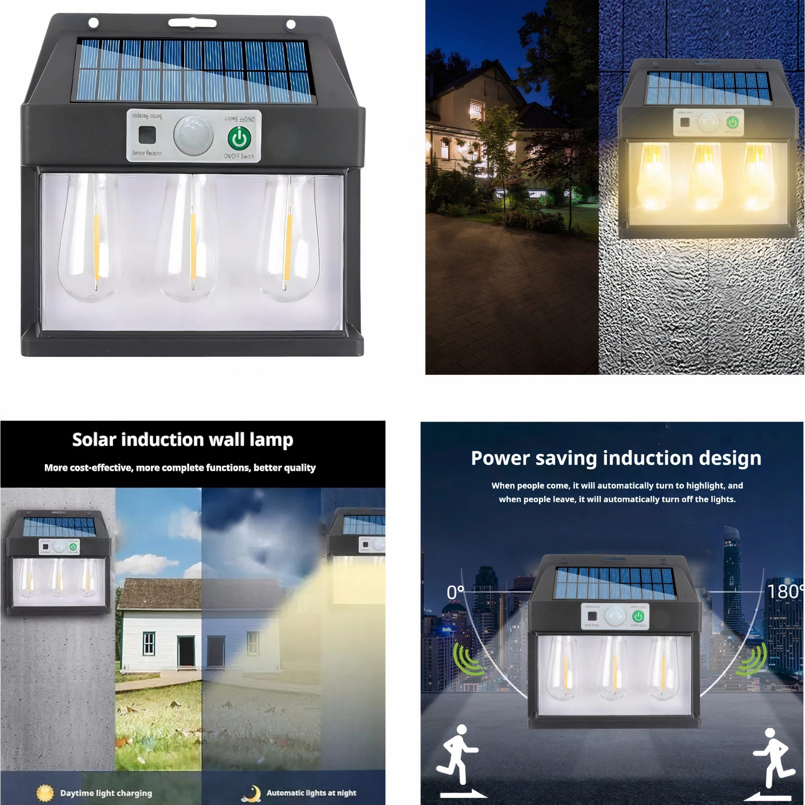 Lampa Solara Led cu Senzor de Miscare 15x16cm de Perete, cu 3 Becuri 777-3W Engros