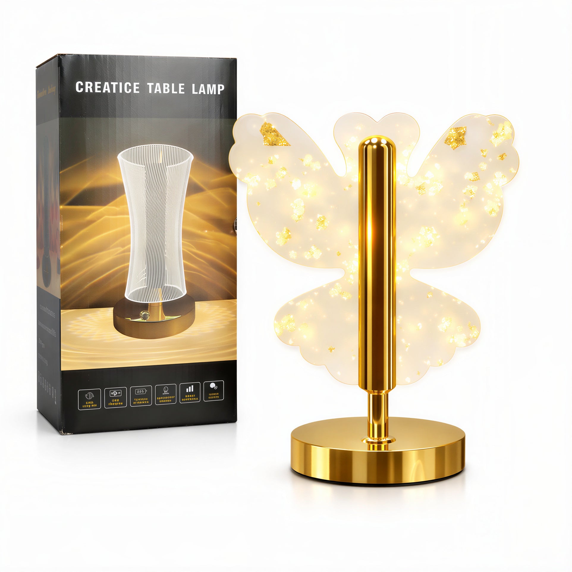 Lampă LED Decorativă 20.5x14cm, Model Fluture cu 3 Moduri de Lumină, Control Touch Reîncărcabilă Engros