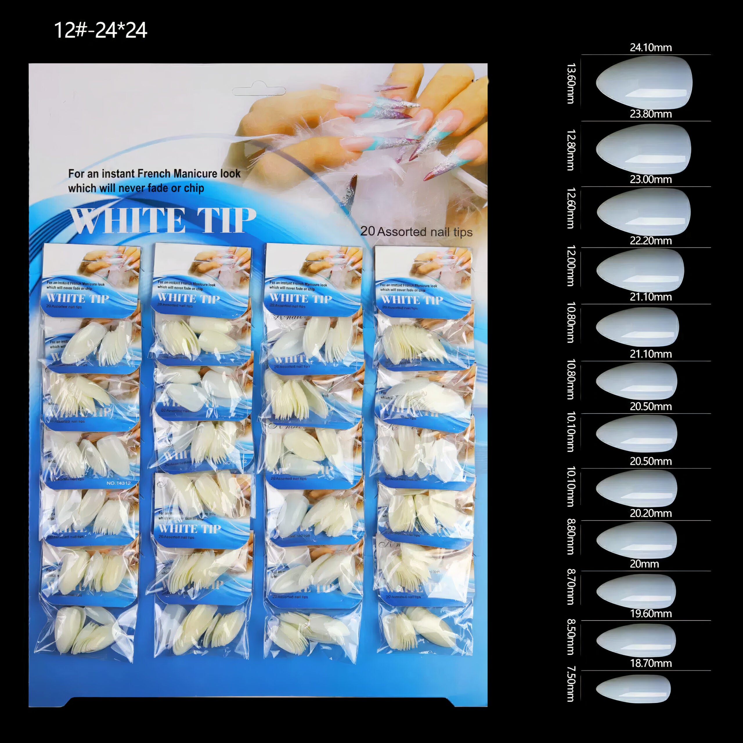 Unghii False Tipsuri, Simple, 24/set Engros