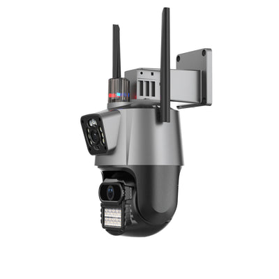 Cameră Supraveghere Wi-Fi Dual Lens 2 Camere Reale, 4G Ultra HD, Rotire 360°, Vedere Nocturnă Color, Alarmă LED, Audio Bidirecțional, Control prin Telefon, 2 Antene Externe Engros