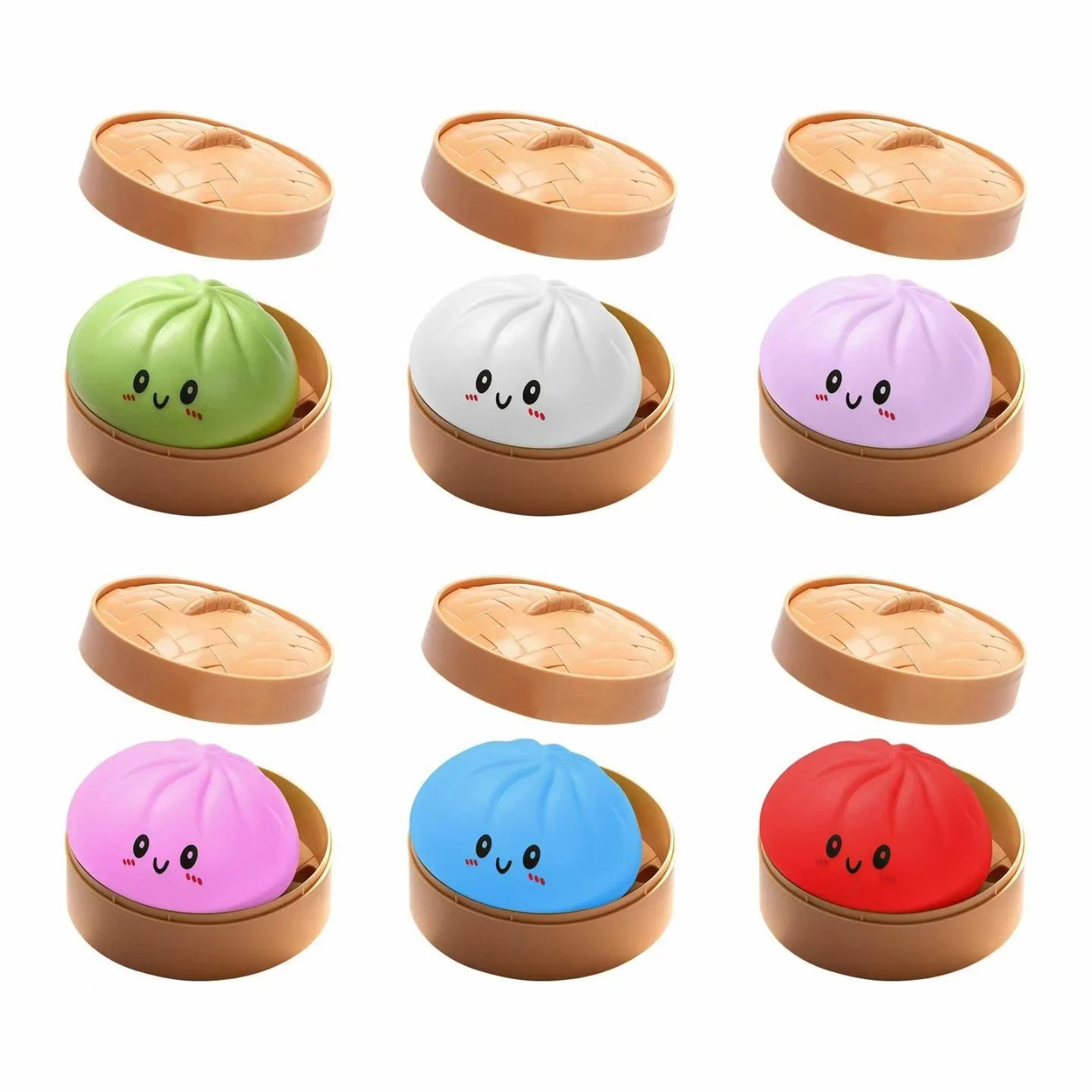 Jucarie Squishy Dumpling în Cutie Plastic 10cm, Antistres, Slow Rising, Elastică și Moale, Diferite Culori Engros