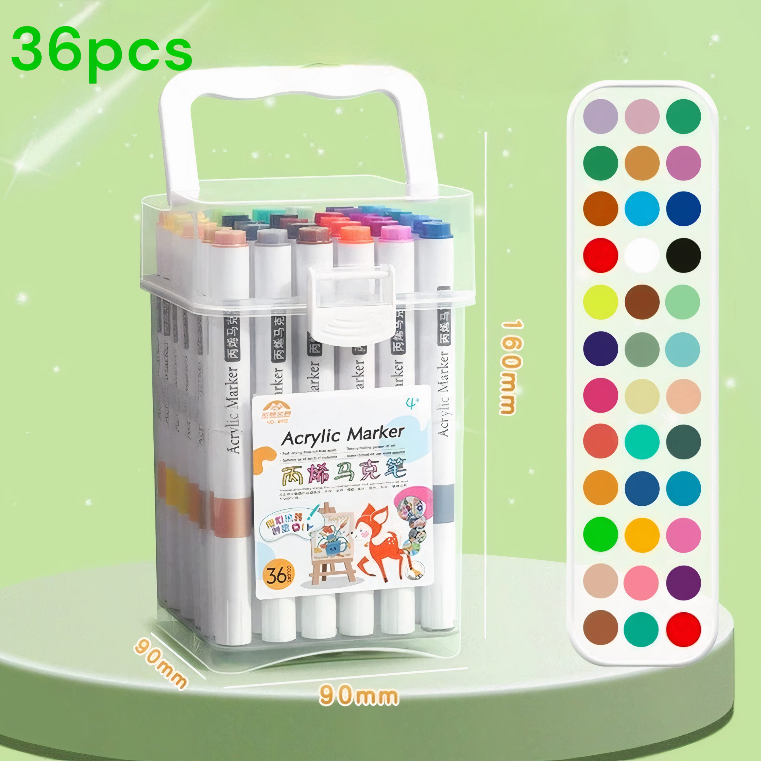 Markere Acrilice 36/Set, cu Gentuta Transparenta, Multicolore, 14 cm Engros