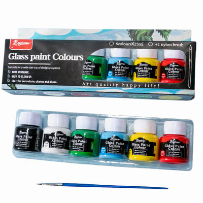 Acuarele la Borcan 25ml pe Sticla 6/set, Diferite Culori cu Pensula 15cm Engros