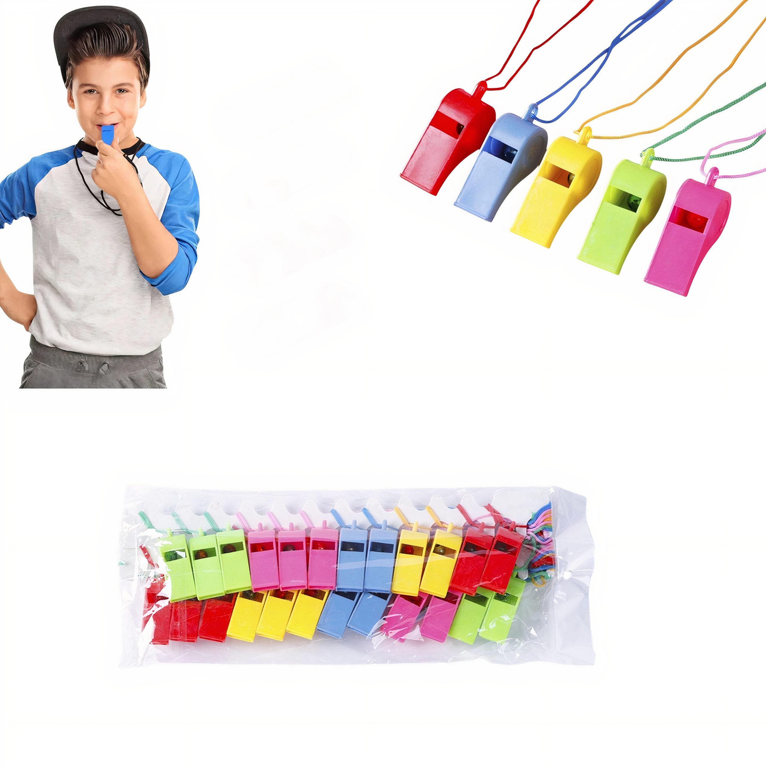 Fluier 24/set din Plastic 4cm, Diferite Culori Engros