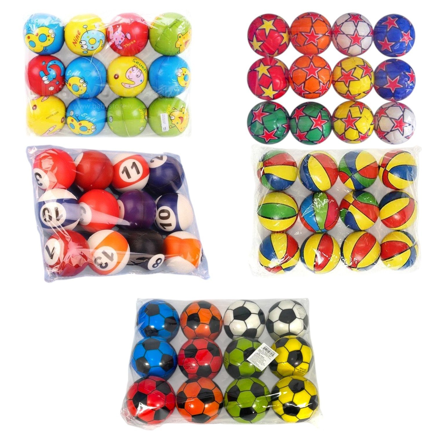 Mingii din Spuma 9cm, Diferite Modele 12/set Engros