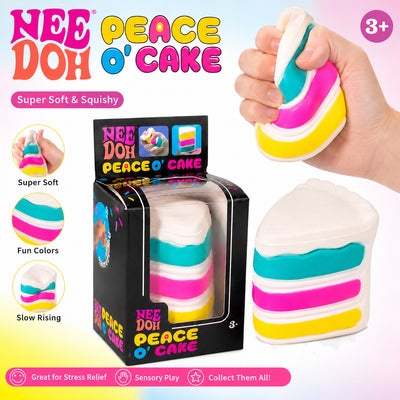 Jucărie Squishy Felie de Tort, 7.5×5×4.5cm Antistres, Super Moale și Elastică, Model Peace O' Cake, Diferite Culori Engros